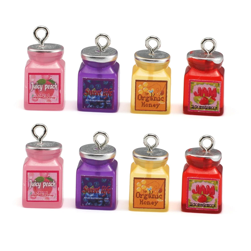 10 Uds. De dijes colgantes de resina de mermelada de fresa y arándanos de imitación para fabricación de joyas, suministros Diy, collar, llavero, hallazgos
