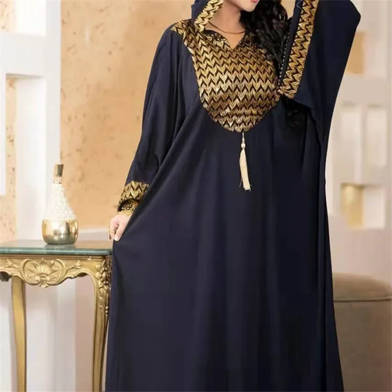 Vestido Abaya caftán musulmán para mujer, Abayas de Dubái, vestido de noche de lujo, vestido africano elegante con capucha de talla grande Boubou Djellaba para mujer