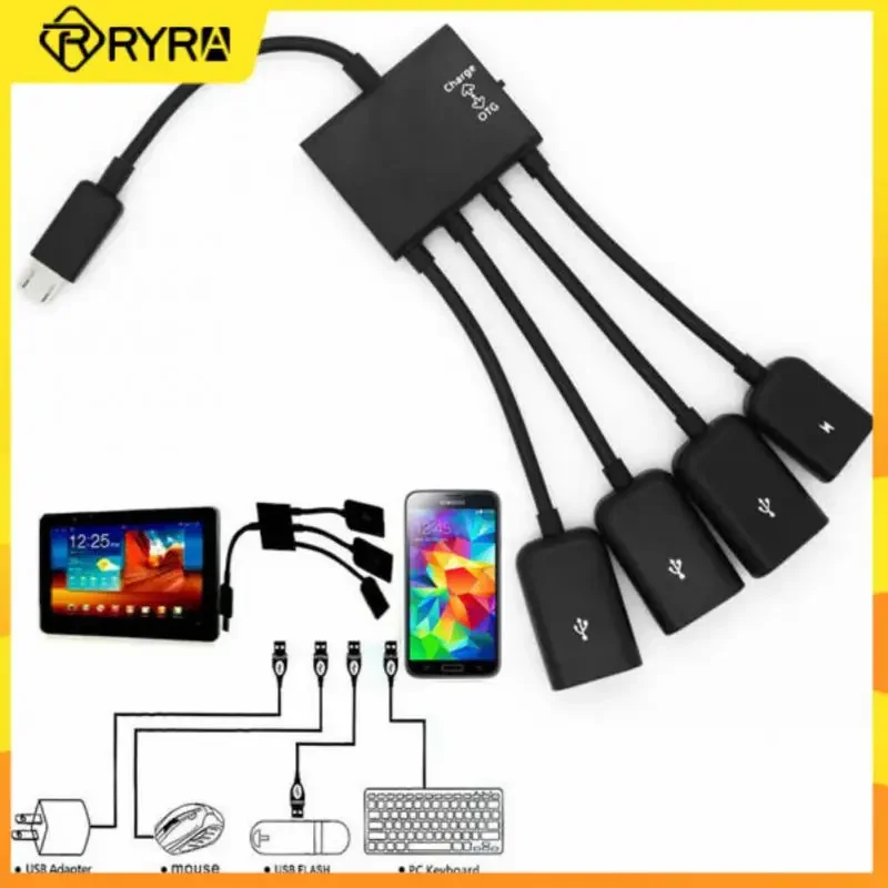 

4-портовый Micro USB OTG 4-портовый концентратор RYRA, зарядный адаптер OTG, кабель для Android смартфонов, планшетов, высокоскоростной