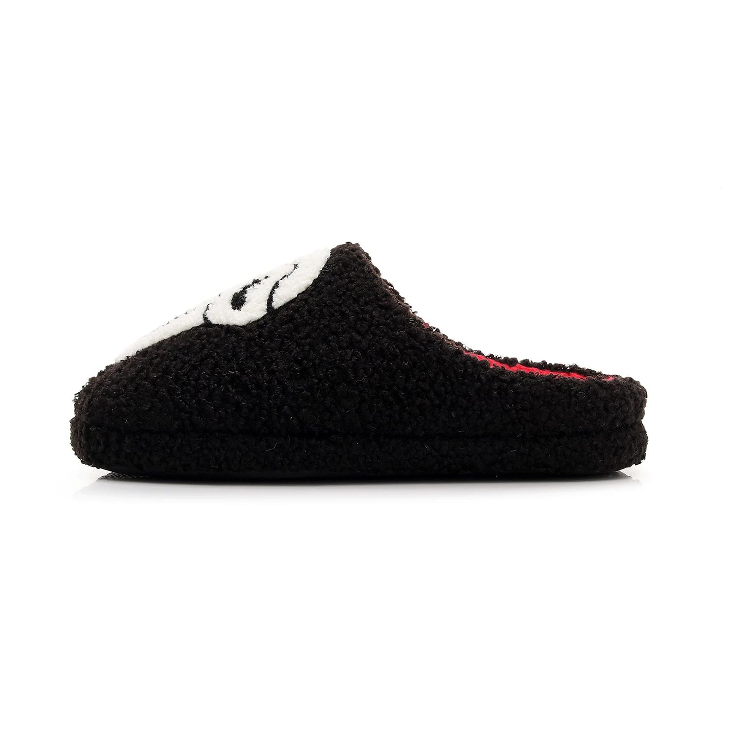 زوج من الجمجمة السوداء الرعب التطريز نمط أفخم المنزل لينة سوليد مريحة فروي النعال لطيف دافئ عدم الانزلاق شبشب منزل للرجال والنساء يمكن ارتداء الأحذية الصامتة خفيفة الوزن، الخيار الأول لهدايا عيد الهالوين وعيد الميلاد #5