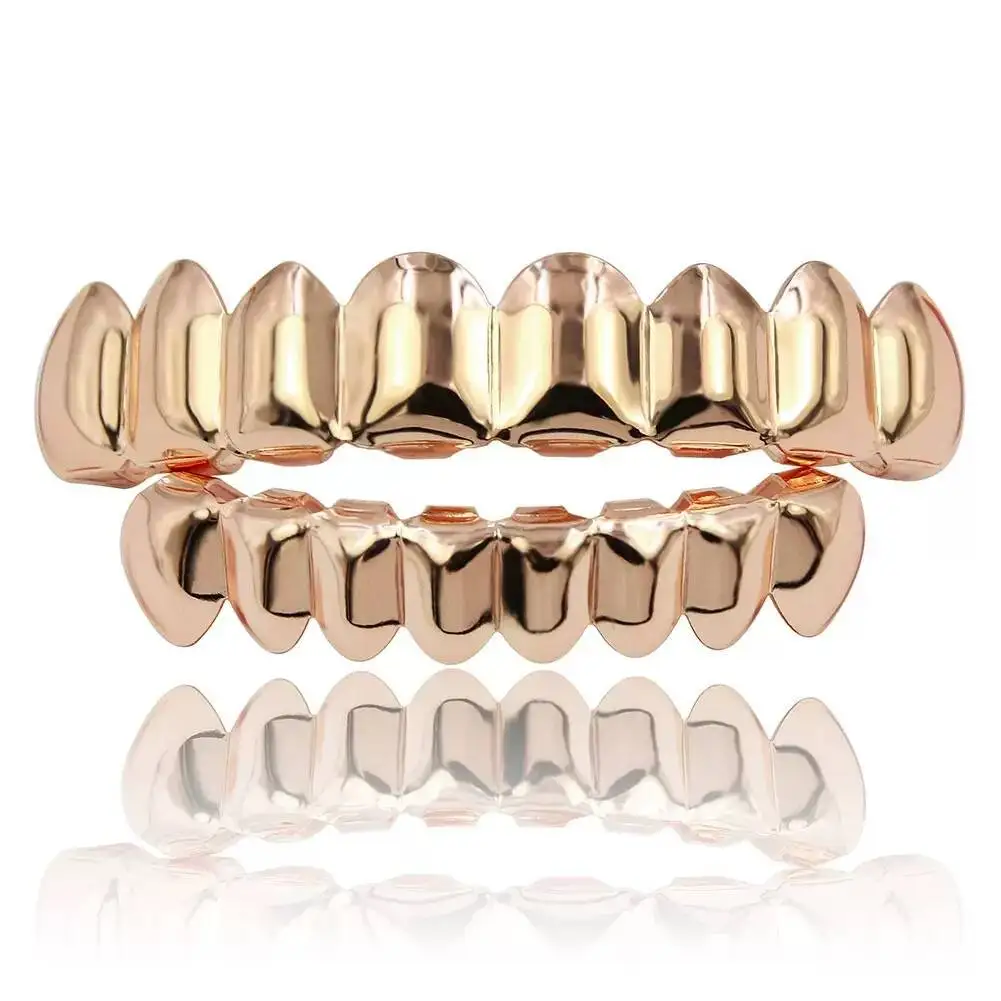 Hip‑Hop Tooth Guard Decorative Grillz, Gold Silver Plated Dental Ornament Kit, Silicone Snug‑Fit Shiny Cosmetic Protective Gear