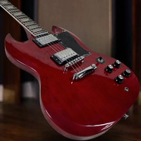 Electric Guitar Free Shipping 6 Strings Red SG Double-cutaway Design Lightweight Body Black Plate with Upgrade Accessories