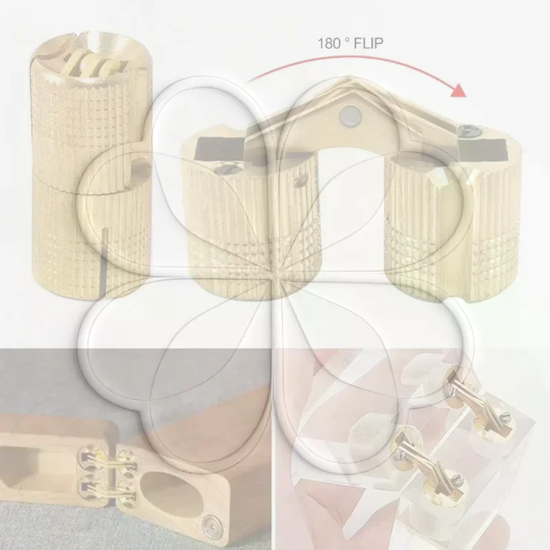 Invisible Brass Cylindrical Hinges Heavy Duty Hidden Copper Fixtures for Bedroom Cabinet Closet Furniture DIY Renovation