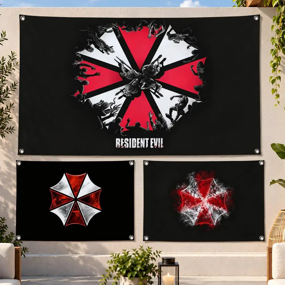 Game Survival Horror Resident Evil Flags Fan Flag Banner Wall Hanging Outdoor Yard Camping Dorm Garage Party Home Decor Gift