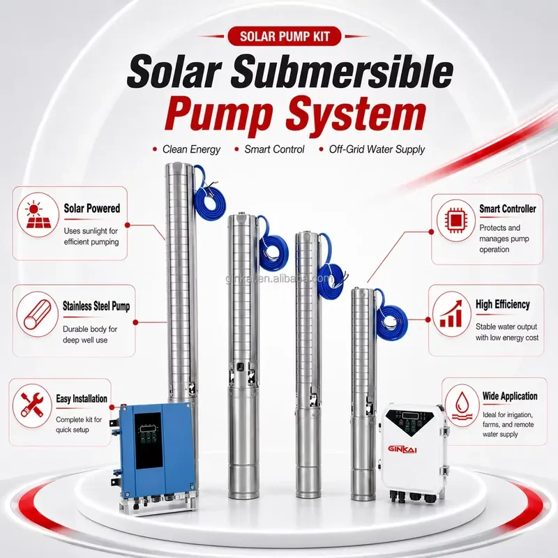 Bomba Sumergible Solar Ginkai de 4HP para Agricultura, Bomba de Agua Solar para Agricultura, Pompe Immergée