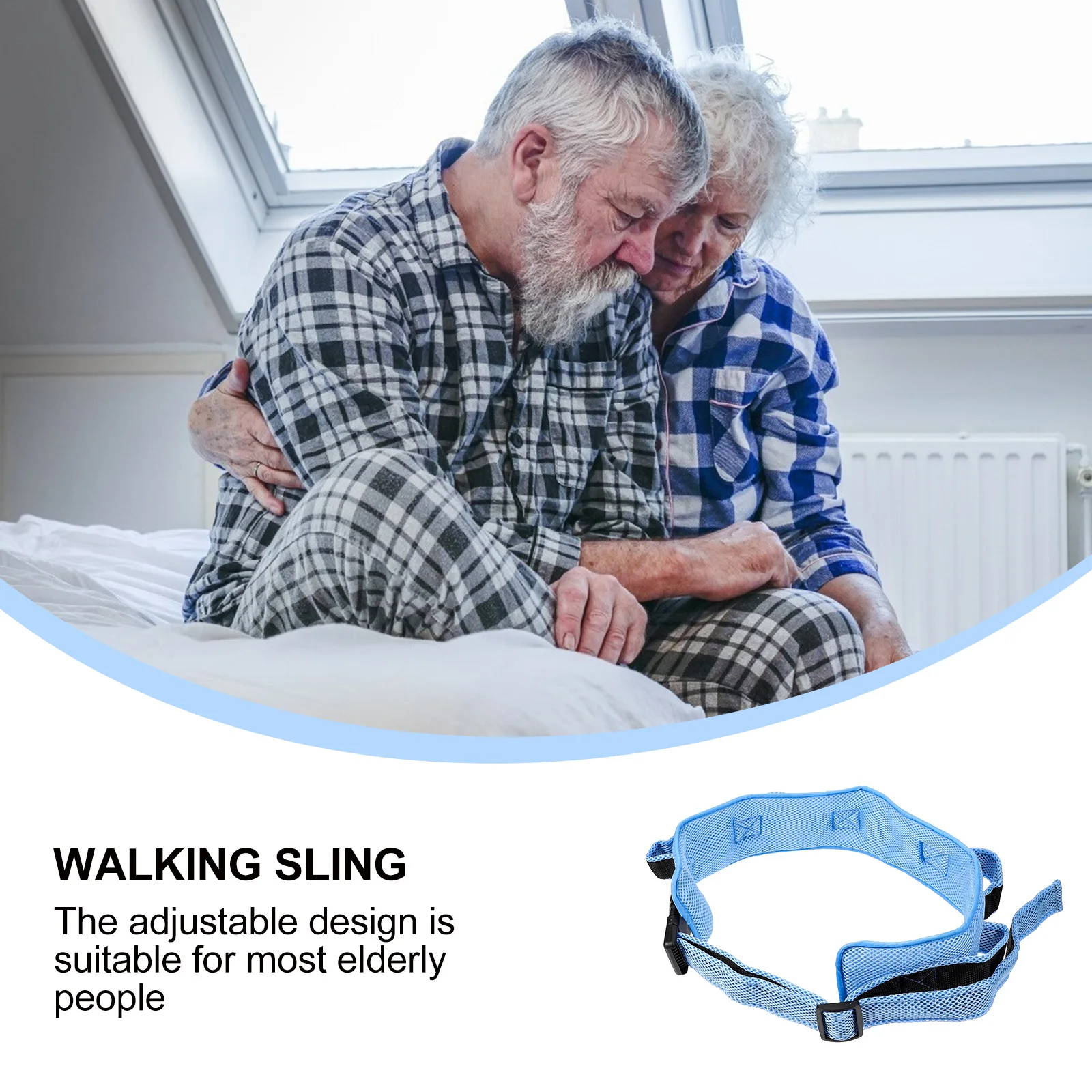 

1Pcs Elder Walking Belt Sky-Blue Adjustable Patient Safety Waist Strap Anti-Drop Walking Aid Belt for Caregiver Assistance
