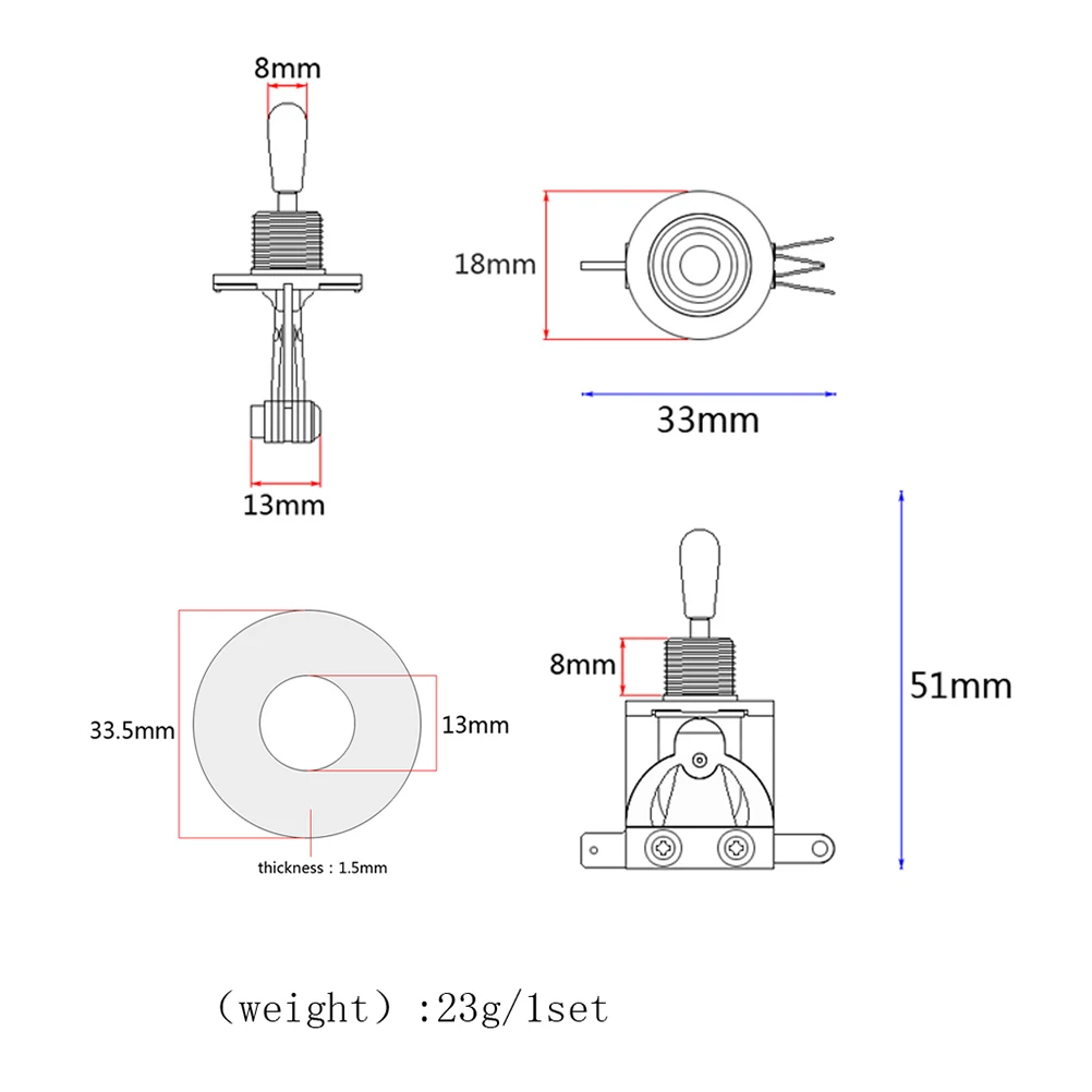 

Golden 3 Way Toggle Guitar Pickup For Guitar Modification Parts