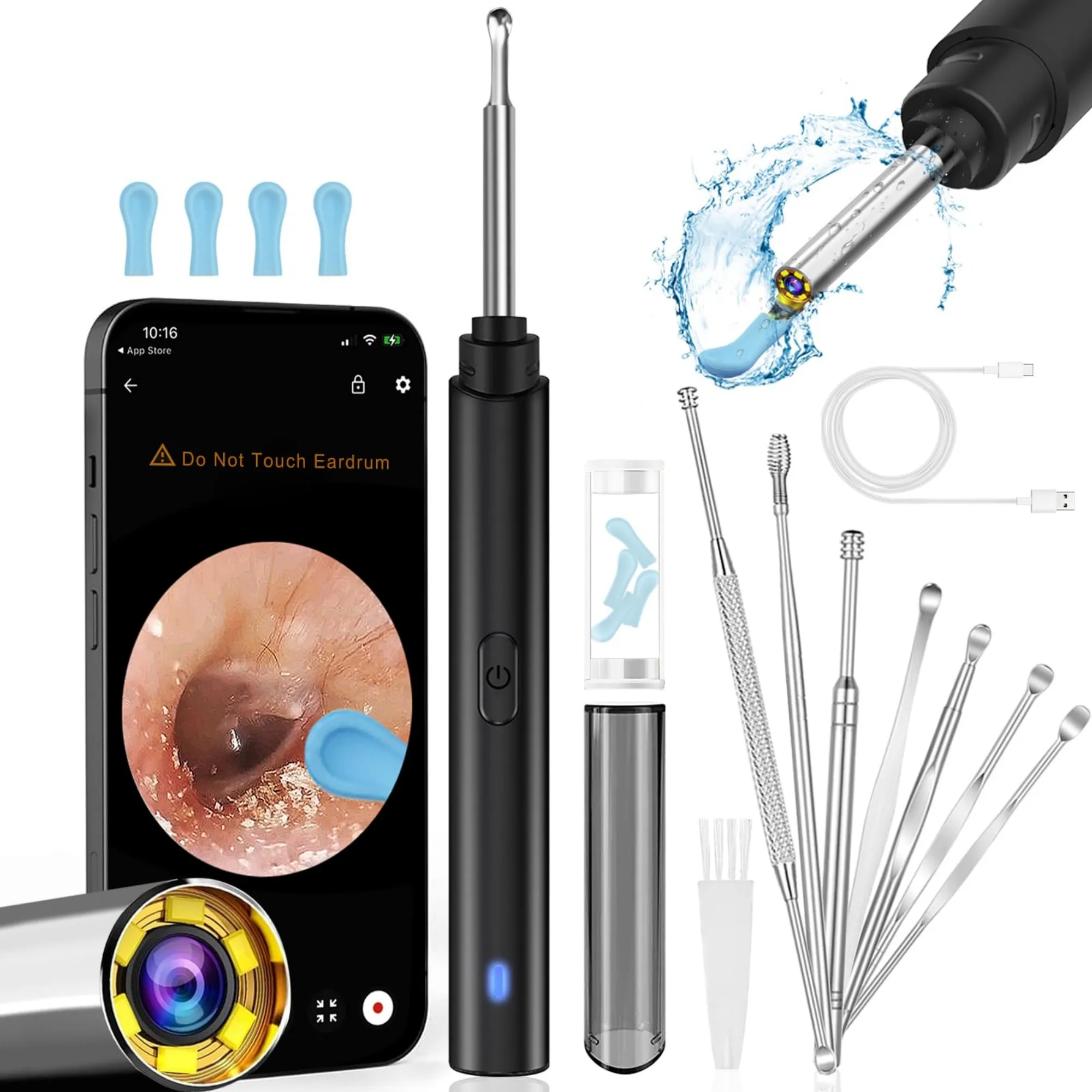 

Ear Wax Remover with 1296P HD Camera & 6 LED Lights, Safe for All Ages, Perfect for Home Ear Care – Must-Have Ear Wax Remover