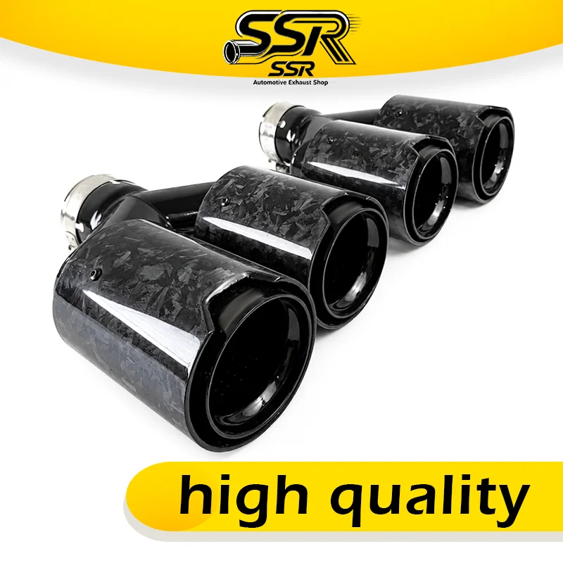 

M LOGO Universal Exhaust Tips Genuine Forged Carbon Fiber Car accessories Dual Outlet Muffler pipe Car Decorative