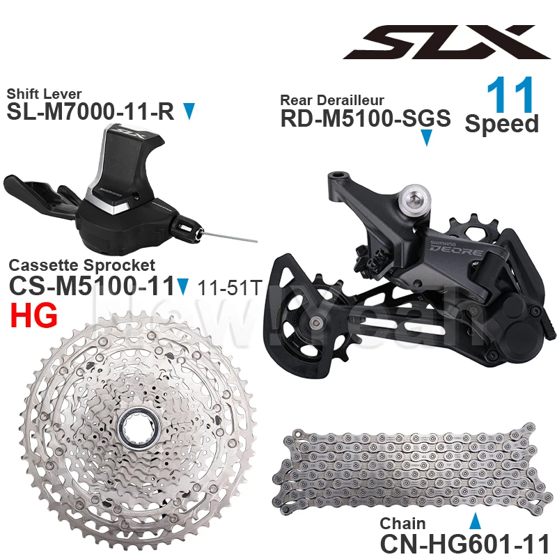 Shimano Groupset with SLX SL-M7000 Shifter and DEORE RD-M5100 Rear Derailleur CS-M5100 Cassette Sprocket 11-speed HG601 Chain