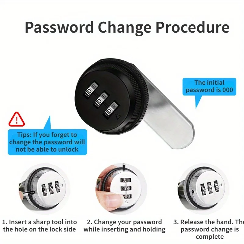 1Pc Changing Locker Lock Drawer Lock Password Swivel Tongue Lock Sauna Cabinet Mailbox Anti Theft File Cabinet Mechanical Lock
