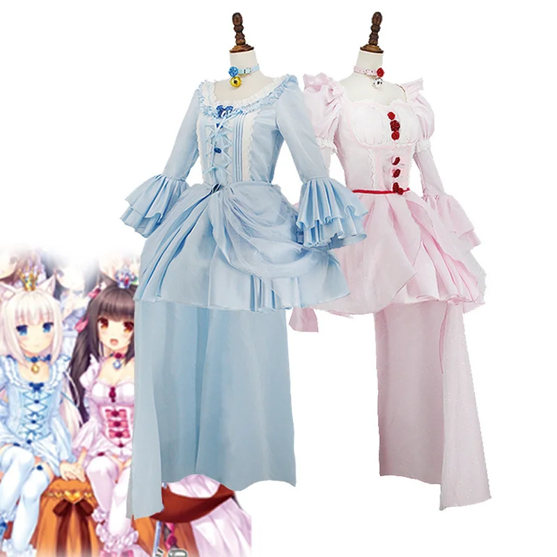 

Game NEKOPARA Chocolat & Vanilla Cosplay Costume Girls Cute Lolita Dress Halloween Carnival Uniforms With Ears Tail Custom Made