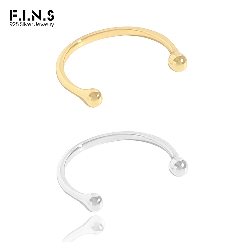 F.I.N.S Minimalist S925 Sterling Silver Geometric Small Bead Open Line Ring Stacking Knuckle Adjustable Finger Rings Fine Jewels