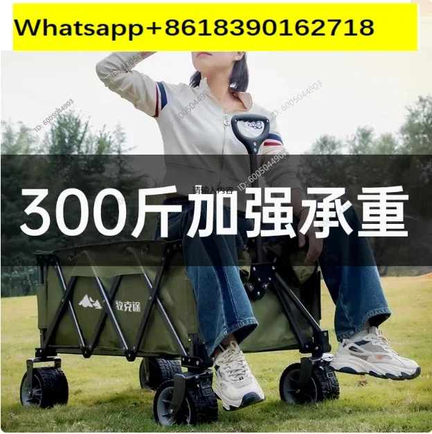 Beach Wagon Premium Folding  with Detachable Sand-Friendly Balloon Wheel Portable Camping Cart