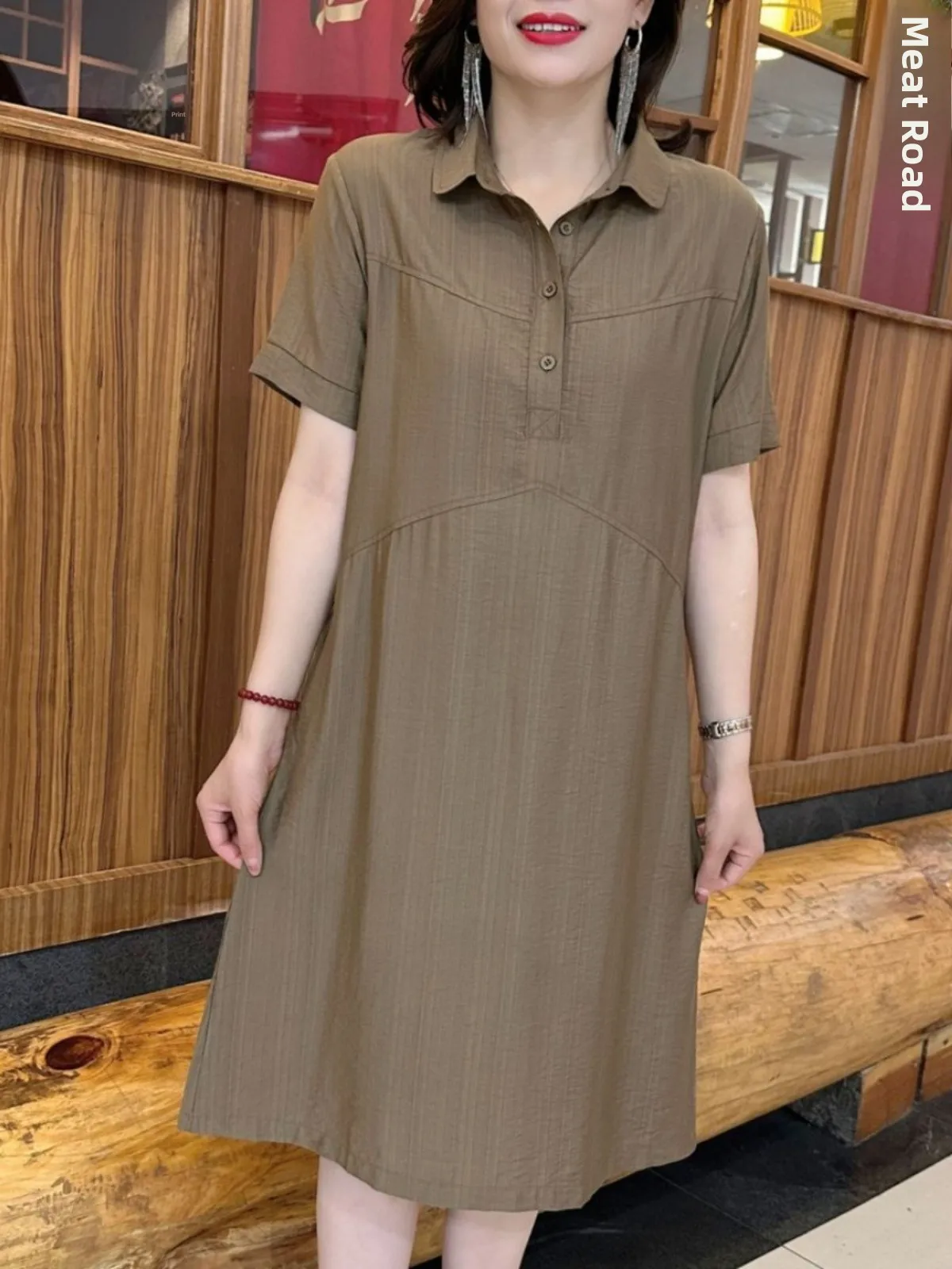 

Loose Materni Summer Dr Collar ort Sve Cotton Linen Women's Clothing Vintage Sle A-Line Long Dr