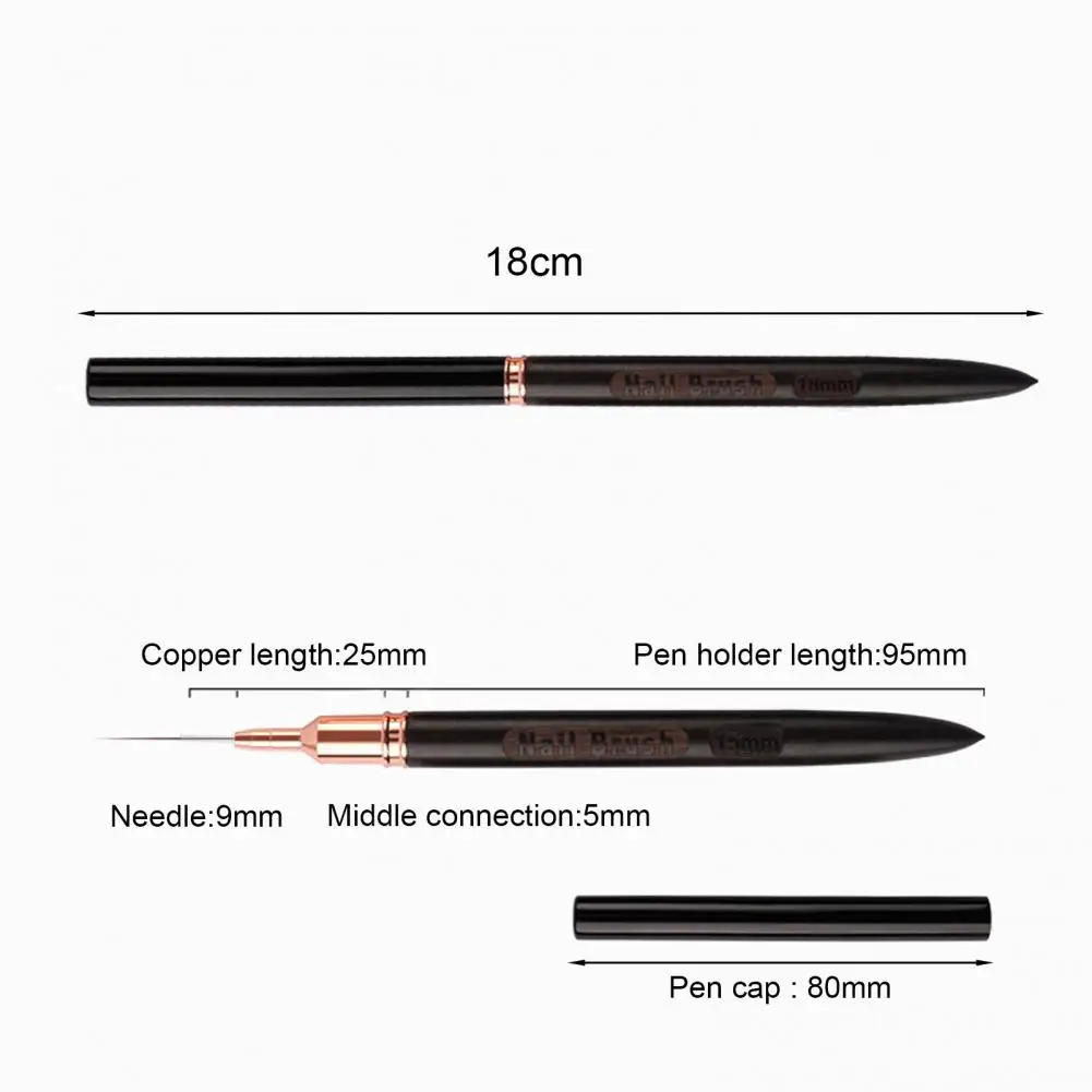 Fine Detail Nail Brush 6/9/12/15/18mm Nail Art Brush Set Ultra-fine Hair Liner Pens Wooden Handle Dotting Tools for Professional