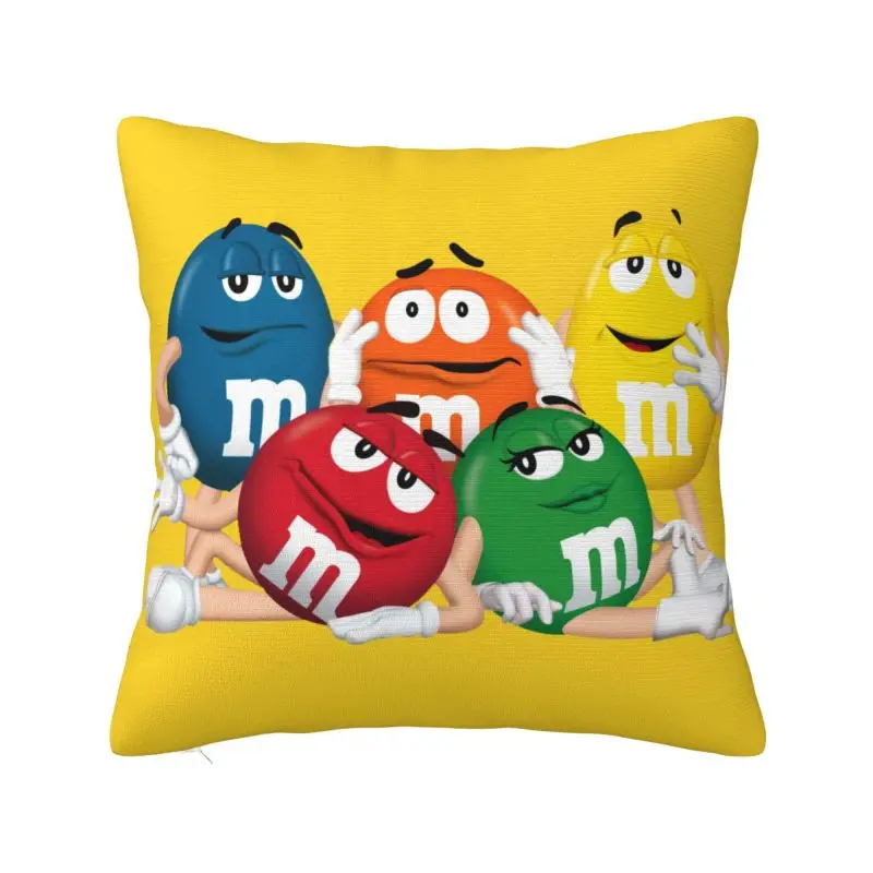 Nordic Style Funny M&M's Chocolate Candy Meme Cushion Covers Soft Throw Pillow for Sofa Car Square Pillowcase Home Decorative