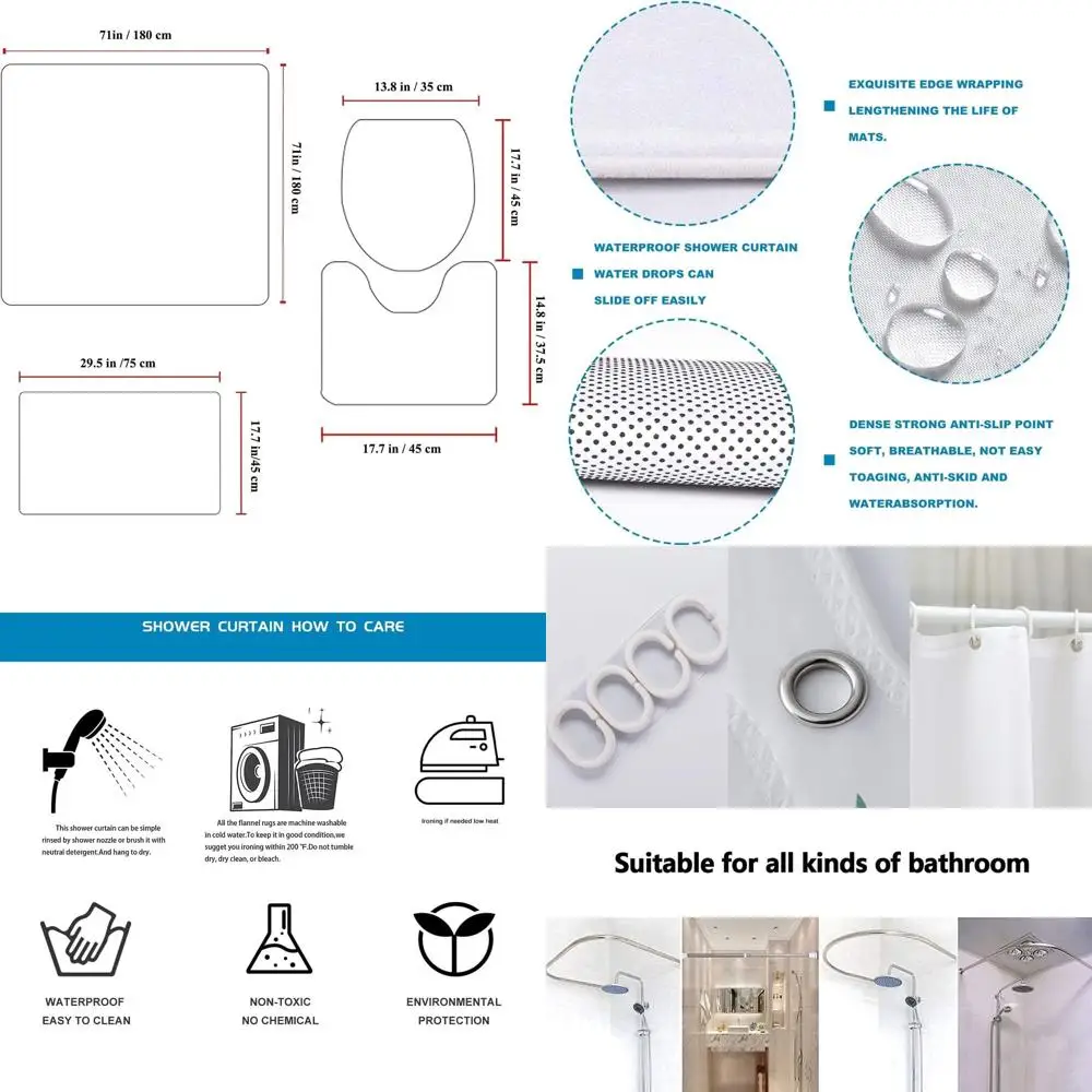 

Mario-Themed Bathroom Set: 4-Piece Shower Curtain, Toilet Seat Cover, Bath Mat, Non-Slip Rugs, Waterproof & Durable, 72 x 72