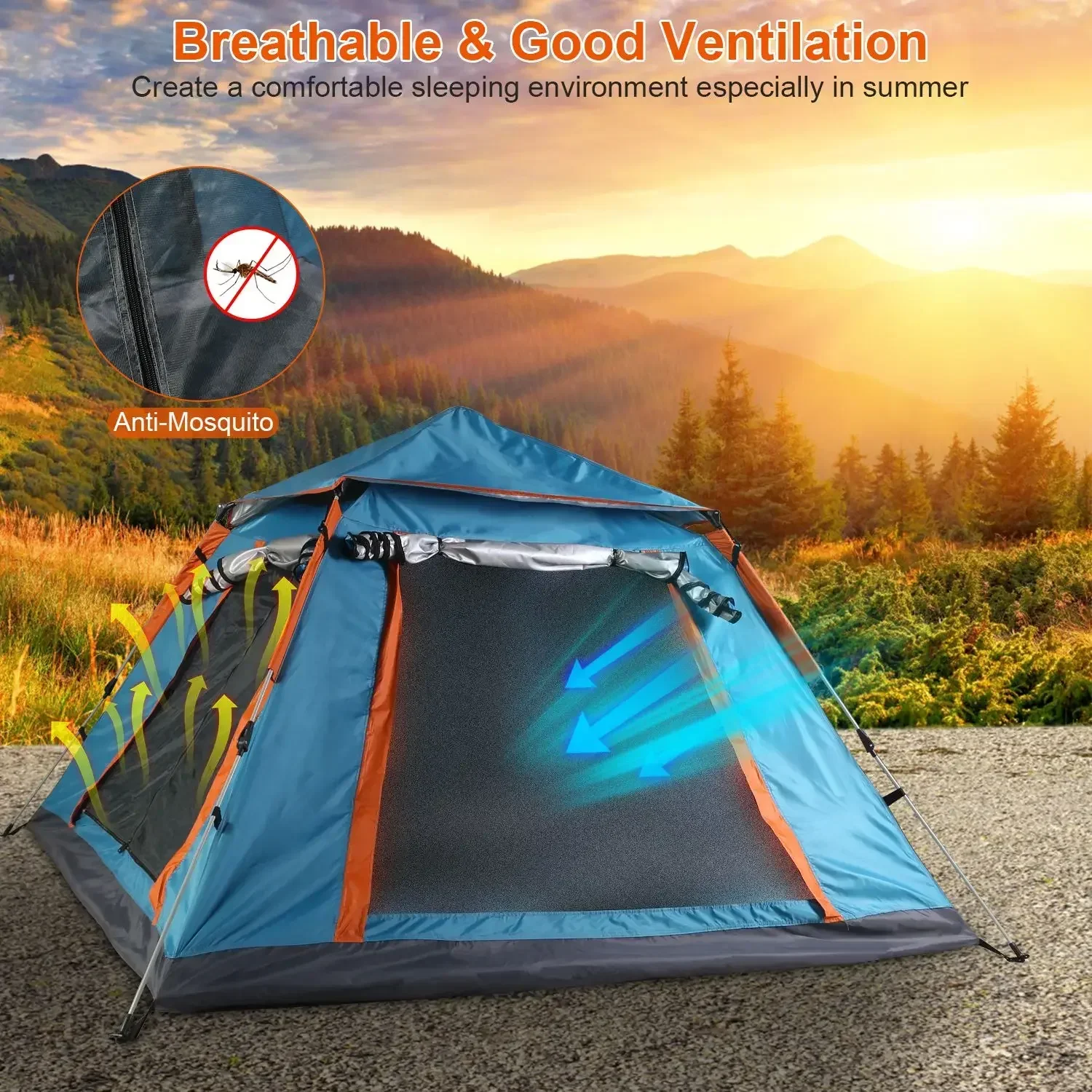 Tienda de campaña de apertura rápida automática, tienda Hexagonal portátil con protección solar, tienda de viaje de playa impermeable para familia de 4-5/5 personas