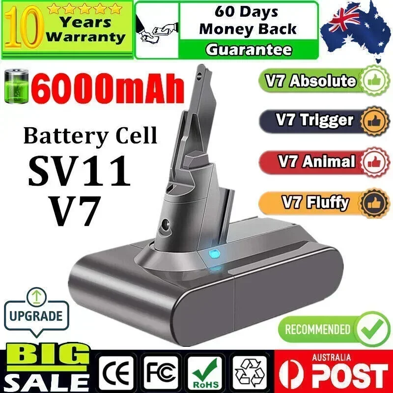 

NEW 21.6V 6000mAh For Dyson V7 Battery SV11 V7 Absolute Battery for vacuum cleaner