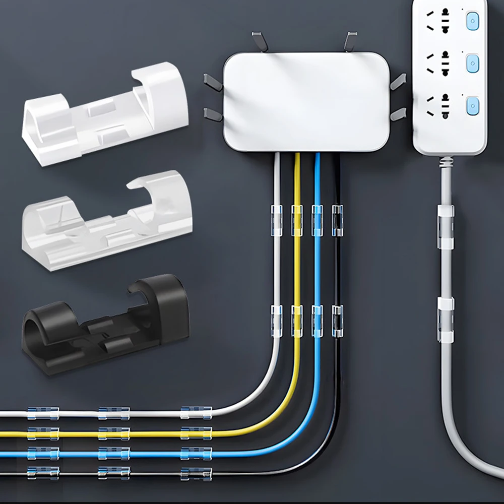 Montagens de braçadeira de cabo 10 peças clipes de cabo 18*25 braçadeira para montagem de cabo de gravata de fio clipes de suporte de fixação de gravata de cabo ajustável branco preto