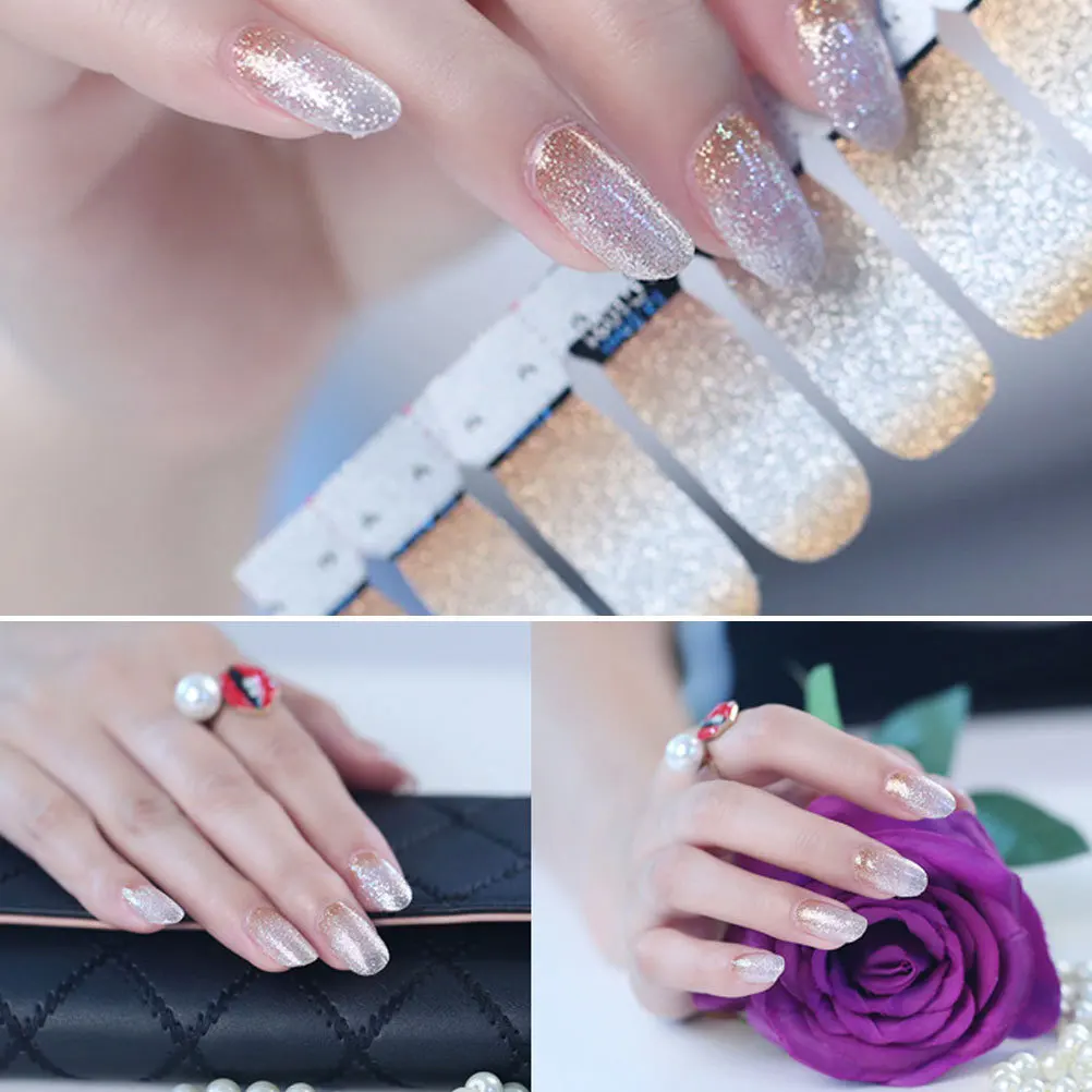 6 Stück Nagelkunst-Aufkleber mit Farbverlauf, einfach anzubringende Nageldekoration für Party, Geburtstag, Urlaub, Frauen und Mädchen