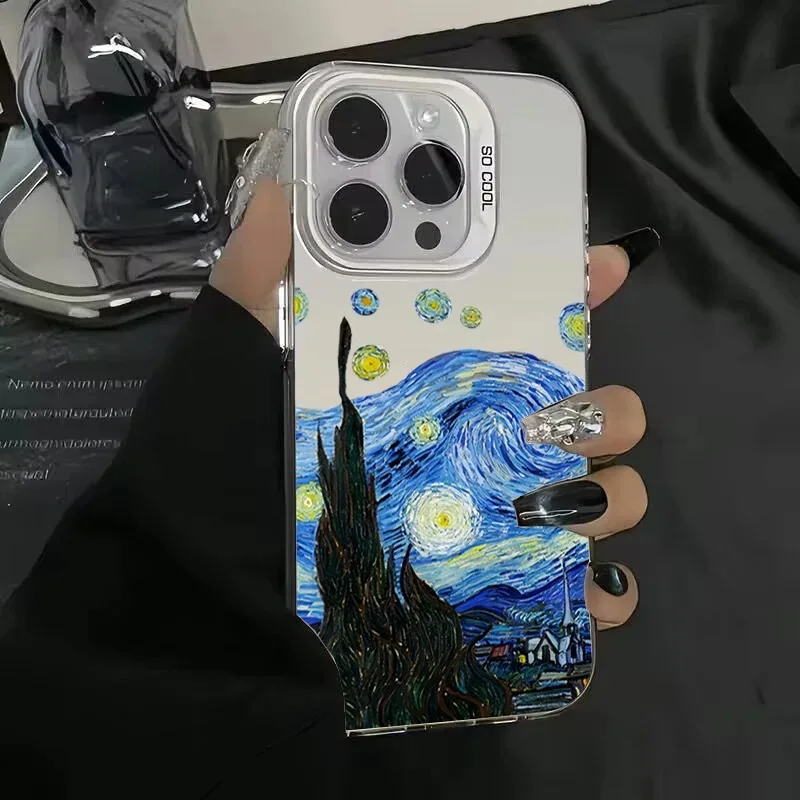 

Oil Painting pattern printing Phone case for iPhone 11 12 13 14 15 Pro Max 7 8 Plus X XR, Shockproof protection