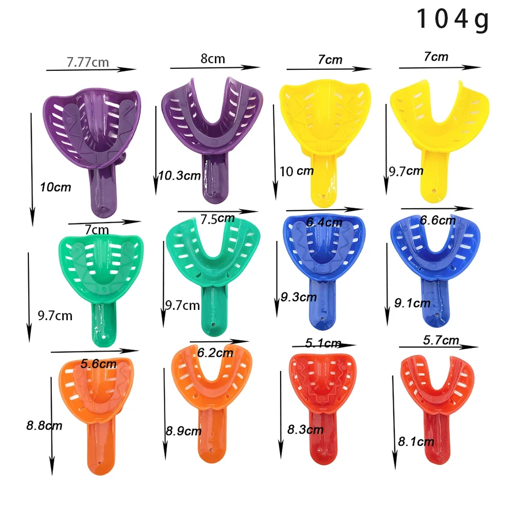 12PCS 6 Sizes Dental Impression Tray for Adult/Children Colorful Plastic Materials Teeth Holder Dental Central Supply for Oral