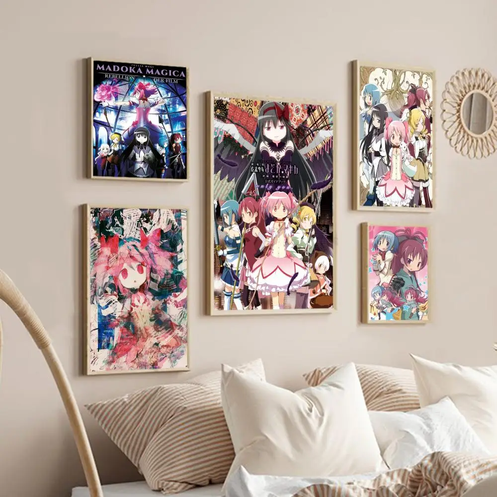 

Anime Puella Magi Madoka Magica Poster Self-adhesive Art Poster Retro Kraft Paper Sticker DIY Room Bar Cafe Vintage Decorative