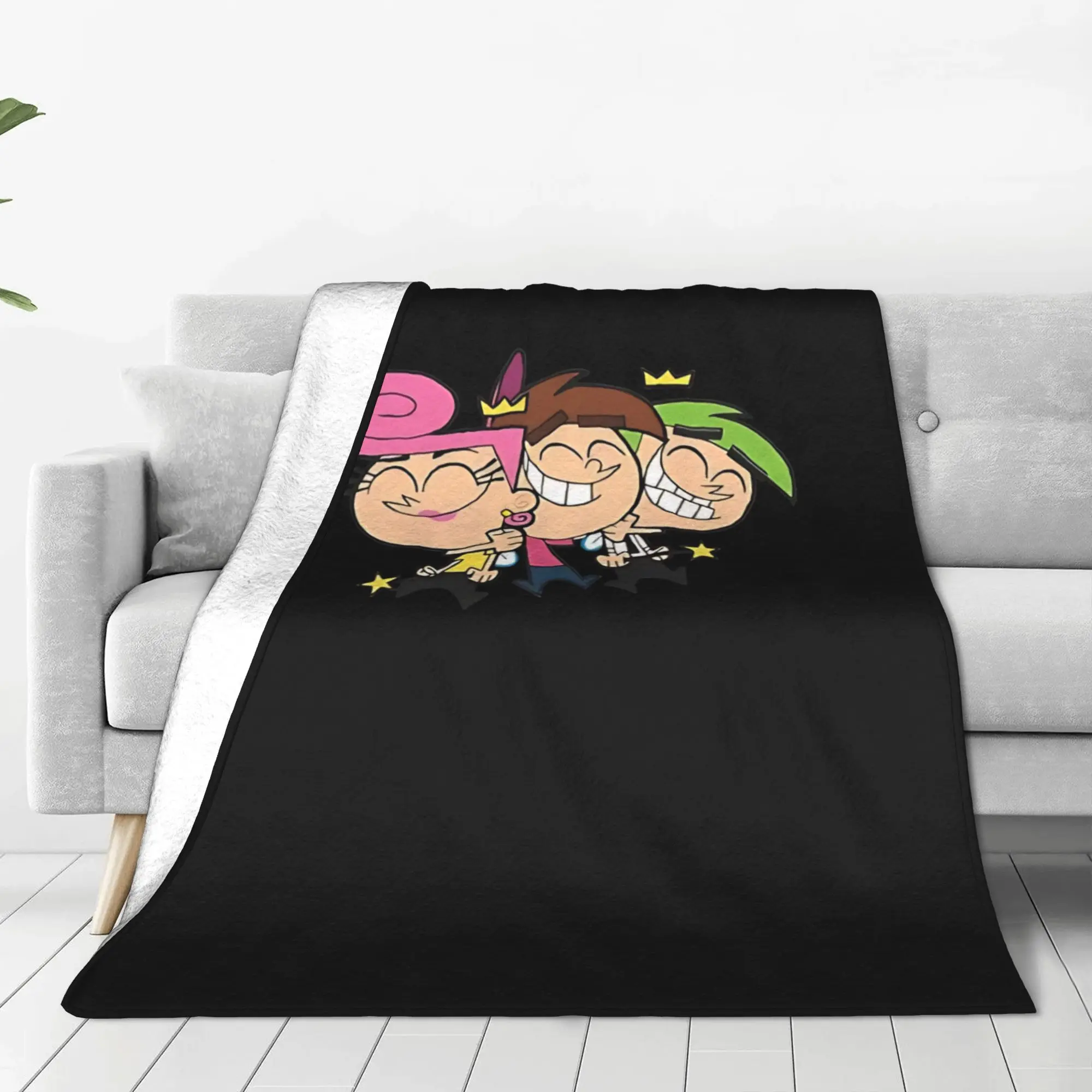 1PC 90s cartoon Fairly Odd Treasures Home Room Decorations Winter Blankets For Adults Bedding Home Interior Sofa Knee