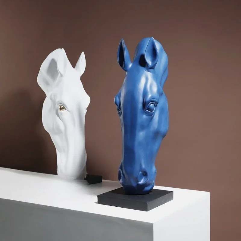 New Chinese light luxury floor-to-ceiling entrance cabinet, horse head animal ornament, exhibition hall, living room
