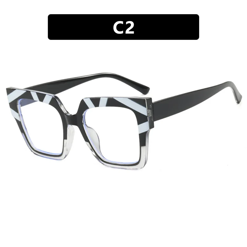 Color matching large frame cat\'s eye anti-blue light myopia glasses frame fashion cool plain glasses -25~-600