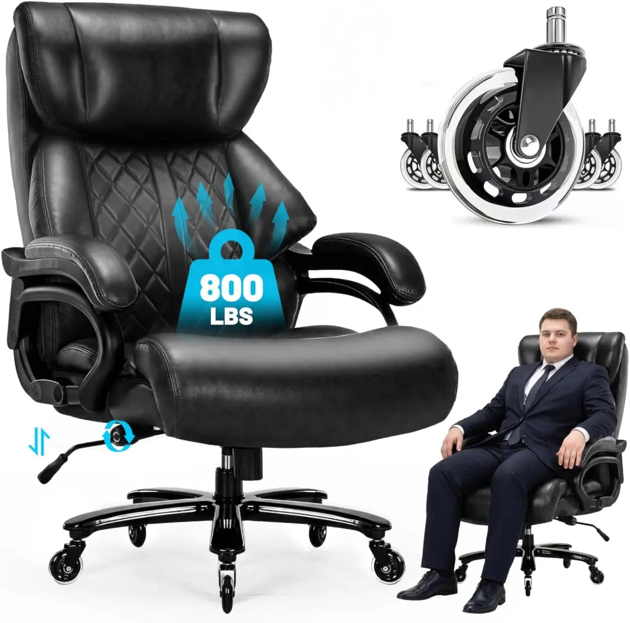 

Executive Chairs, Executive Desk Chairs with Adjustable Lumbar Support, Office Chair for Heavy People, Heavy Duty Office