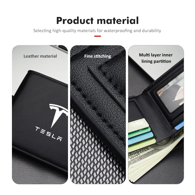 Auto Driver License Card Package Carbon Leather Wallet For Tesla Model 3 S Y X