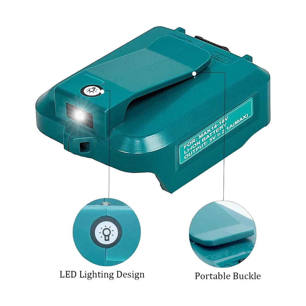 Power Source Charger USB Charging Adapter with LED Light,for Makita ADP05 14.4V-18V Rechargeable Lithium-Ion