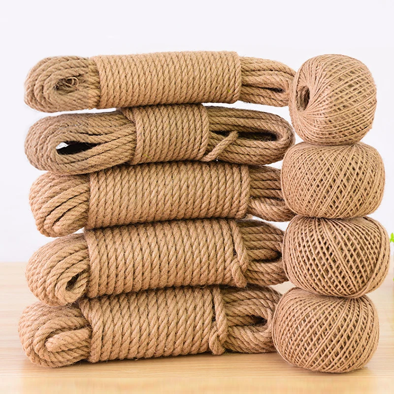 Corde de Jute Vintage Naturelle, Ruban de 1 2 3 4 5 6 8 ou 10 mm, Cordon pour Artisanat, Travail Manuel, Emballage Cadeau, Décoration Intérieure, DIY