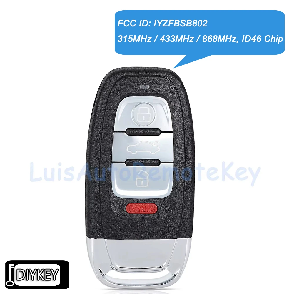 

Сменный смарт-брелок без ключа для Audi A4 A5 Q5 2010 2011 2012 2013 2014 2015 16 IYZFBSB802 315 МГц 433 МГц 868 МГц