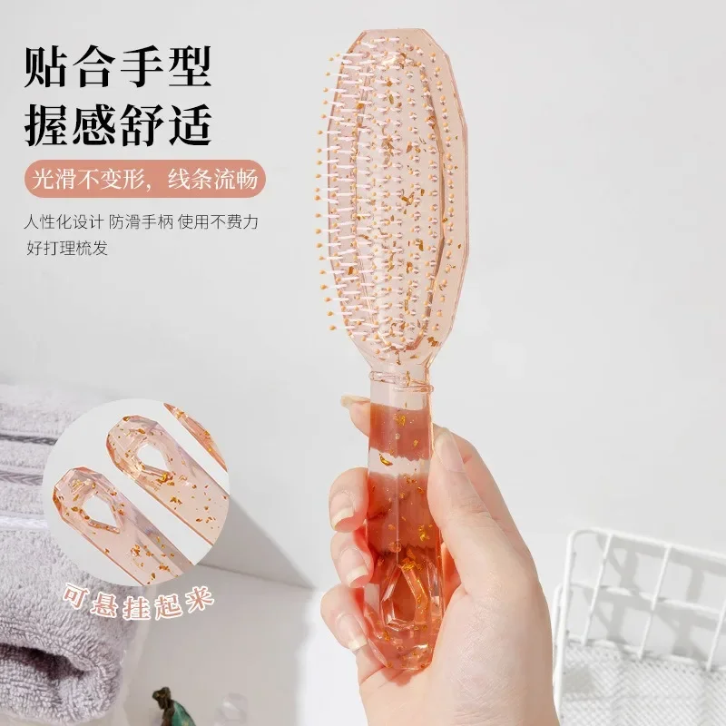 Расческа Для Волос Sequined Comb Scalp Cleaning Hair Brush Wet&Dry Use Crystal Shining Pink Massage Combs Cepillo Para Cabello