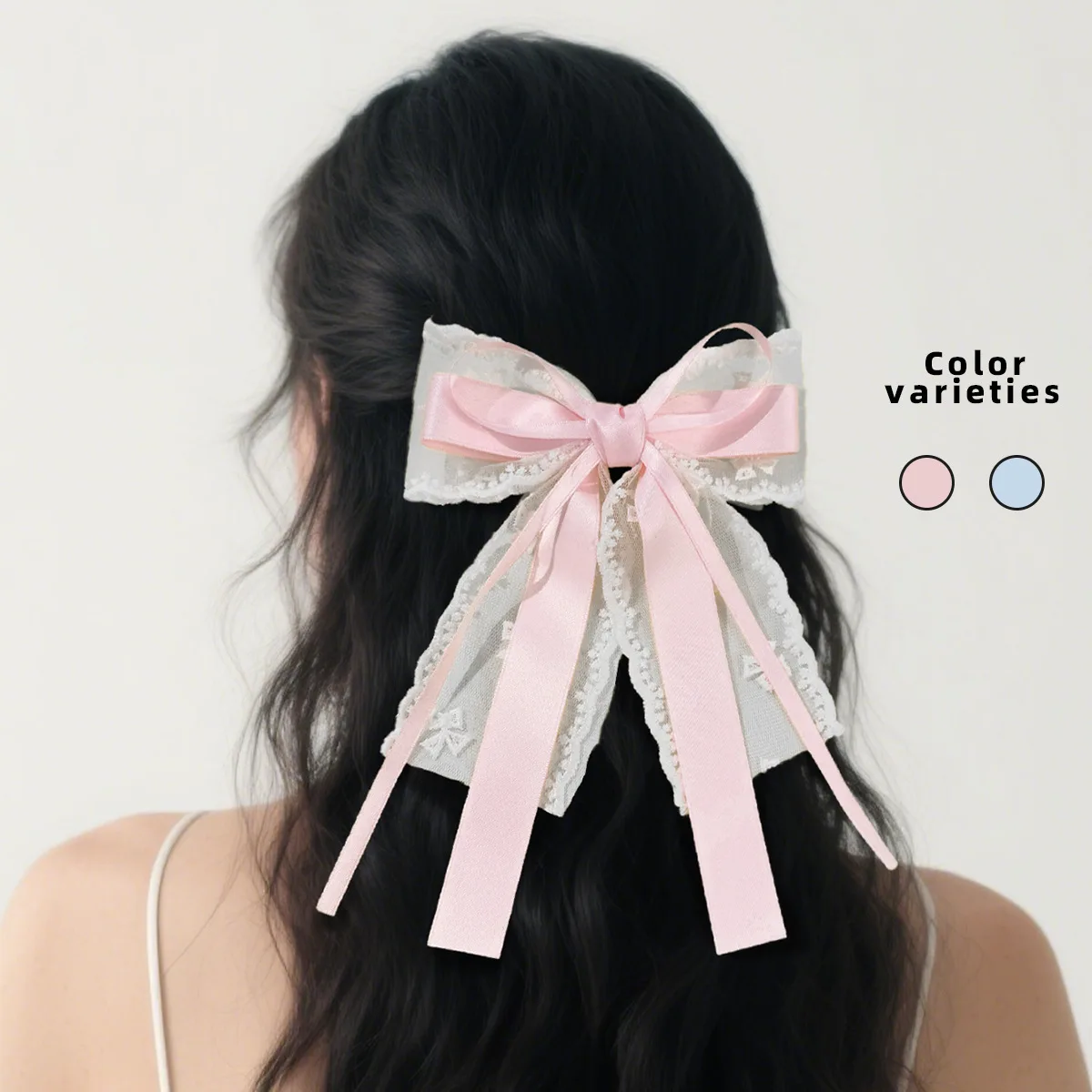 24pcs New Korean Style Hair Clips Long Tassel Ribbon Bow Lace Embroidered Barrettes Bridal Grips for Women And Girls Headwear