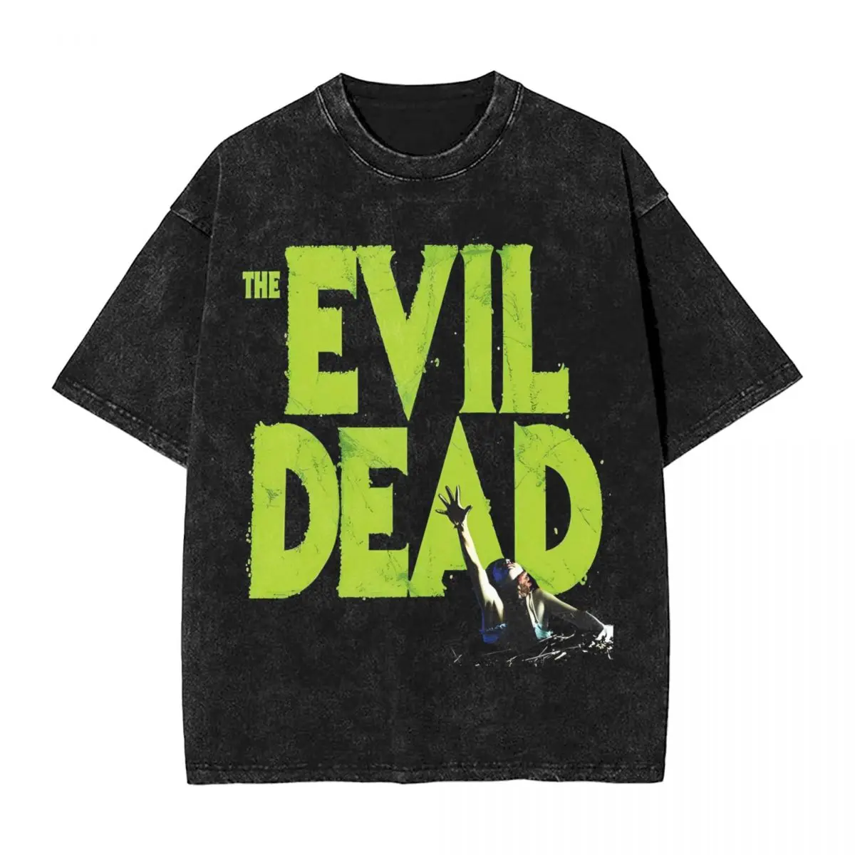 Halloween The Evil Dead woman Men Washed Hot stamping Print T-Shirt,Harajuku Cotton Tshirt Men's Summer Short Sleeve Tees