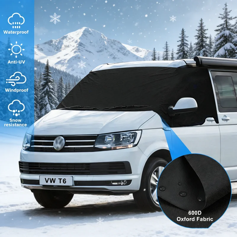 Cubierta de parabrisas delantero para VW Transporter T5/T6, cubierta de protección contra heladas y nieve, parasol negro, persianas, accesorios para Camper Van