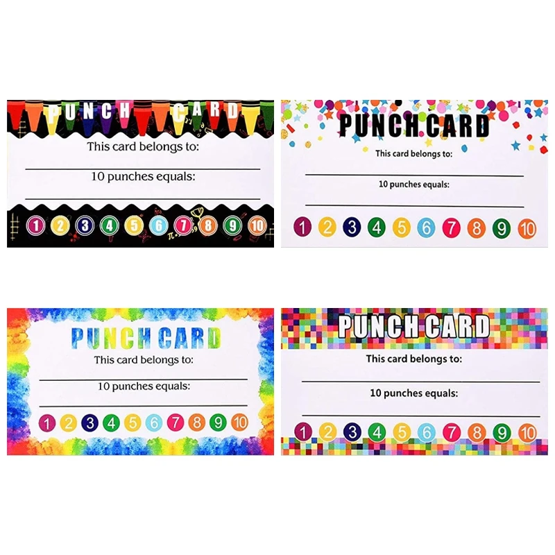 50pcs/set Punch Cards Incentive Loyalty Reward Card Student Awards Cards for Business Classroom Kids Behavior Students Teachers