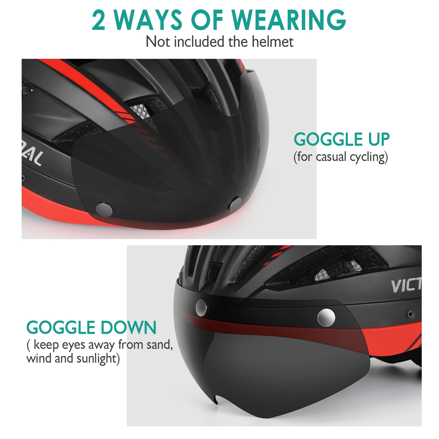 VICTGOAL Casco da bicicletta Lenti magnetiche Occhiali da sole di protezione UV Caschi MTB bici da strada Visiera per occhiali da ciclismo notte uomo