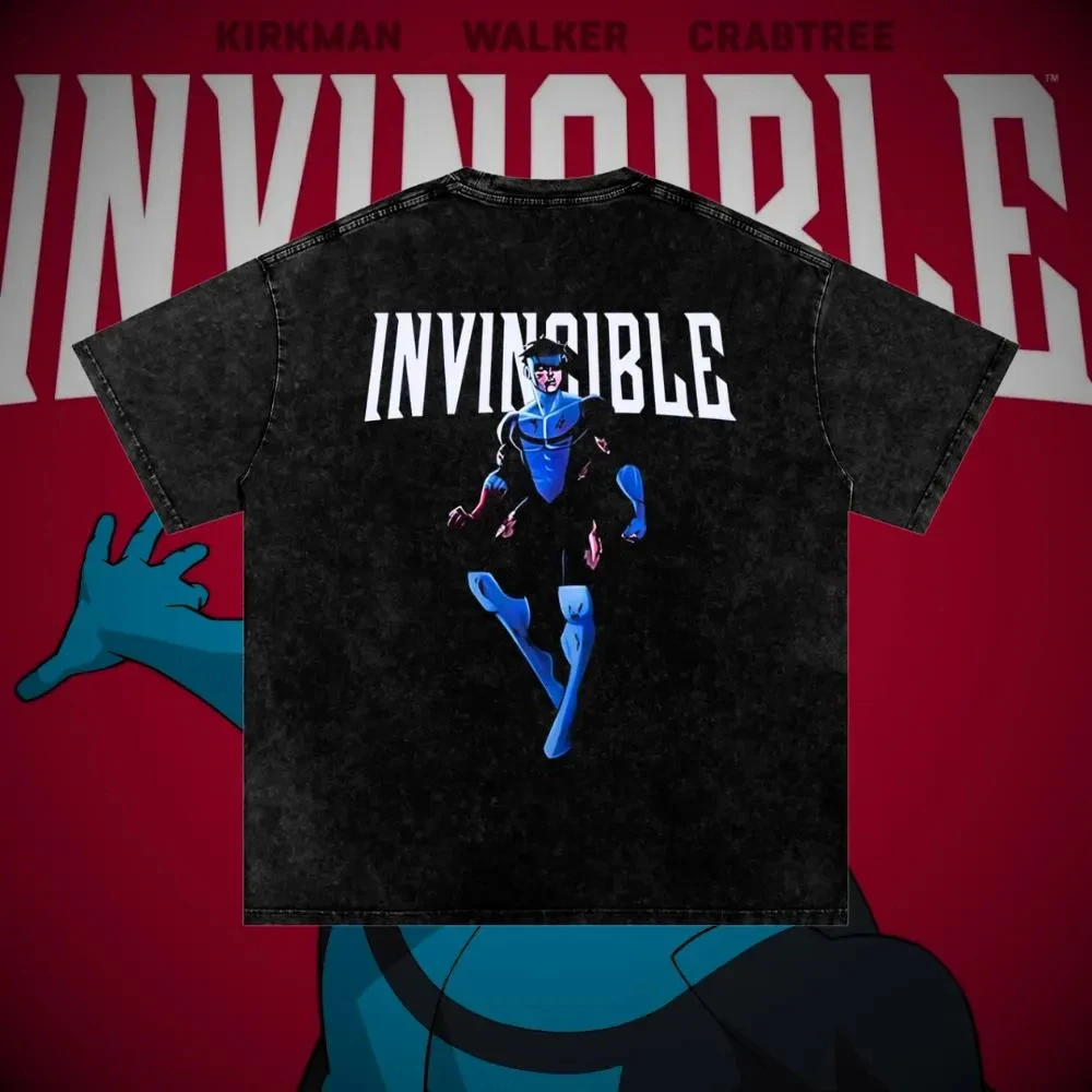 Superhero Invincible Graphic T-Shirt Mark Grayson Print T-shirt Vintage Washed T Shirt Men Women Clothing Short Sleeve Tees Tops