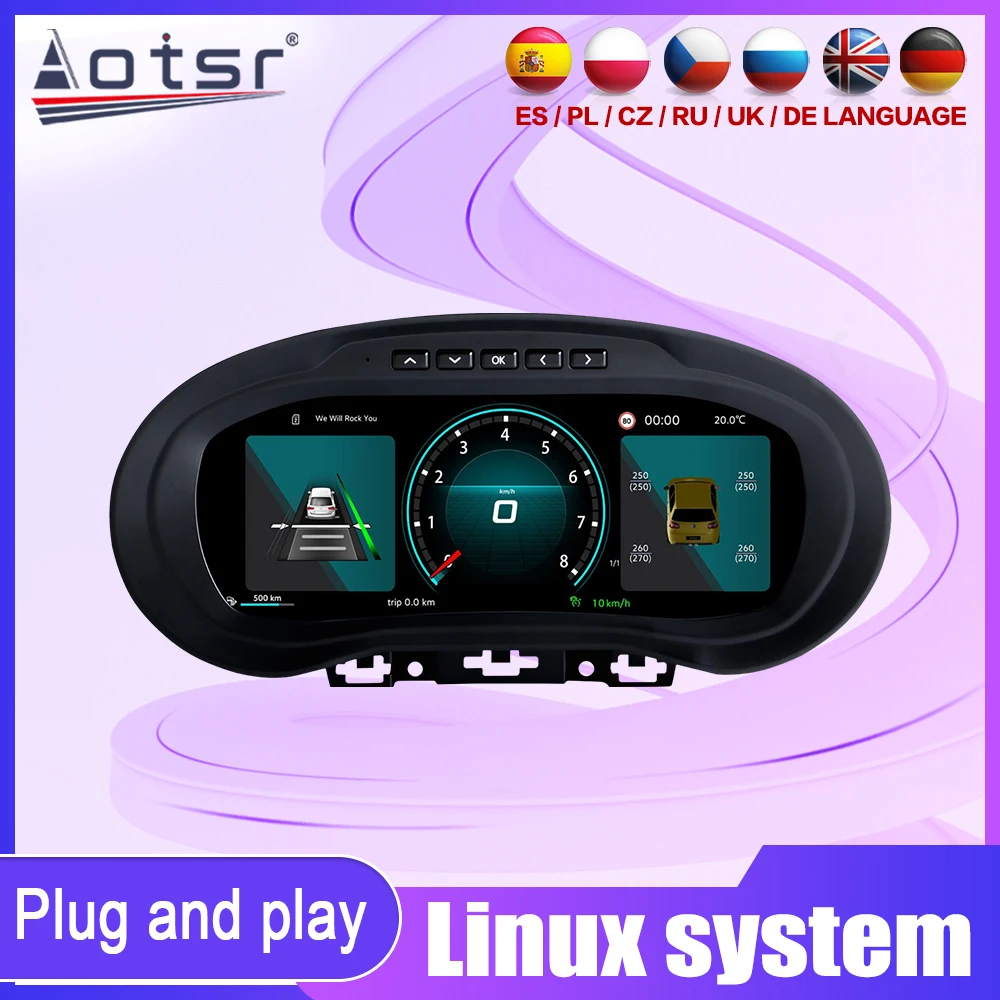 

Экран прибора для Volkswagen POLO 2012-2018 12,3-дюймовая цифровая приборная панель, кабинет, комплект обновления виртуального прибора ЖК-дисплея