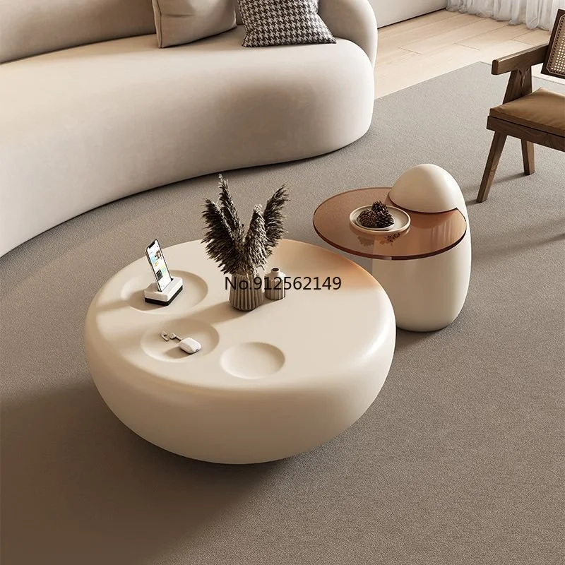 

Modern minimalist cute cream style white net red creative cat claw round living room home small apartment coffee tables muebles