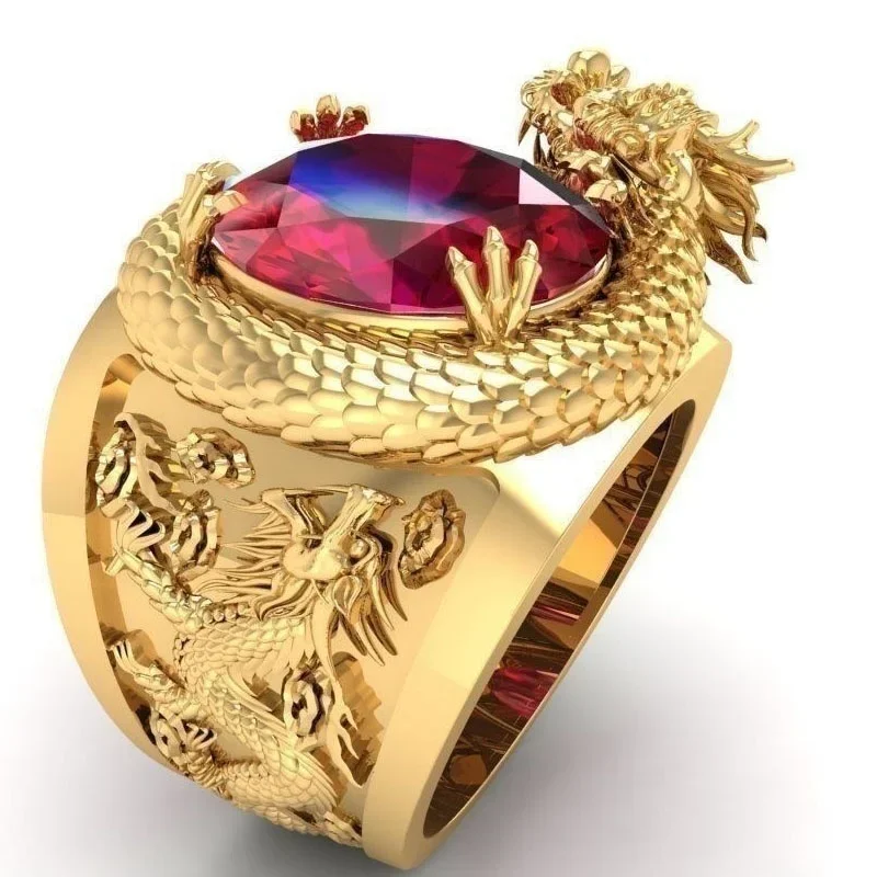 Delysia King Men Domineering Superior Quality Golden Dragon Ring 2021 Luxury Carving 3D Stereo Classic Rings