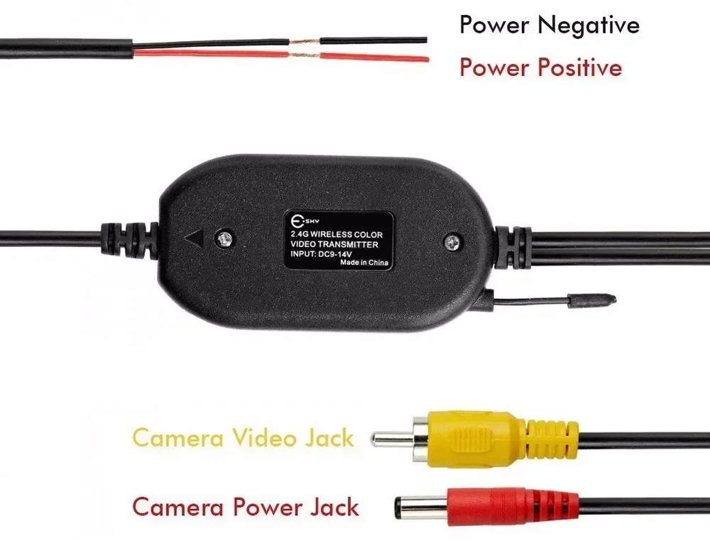 범용 자동차 후면 보기 역방향 카메라 와이파이 무선 배선 키트, 2.4GHz 차량 8 LED 카메라 무선 송신기/수신기