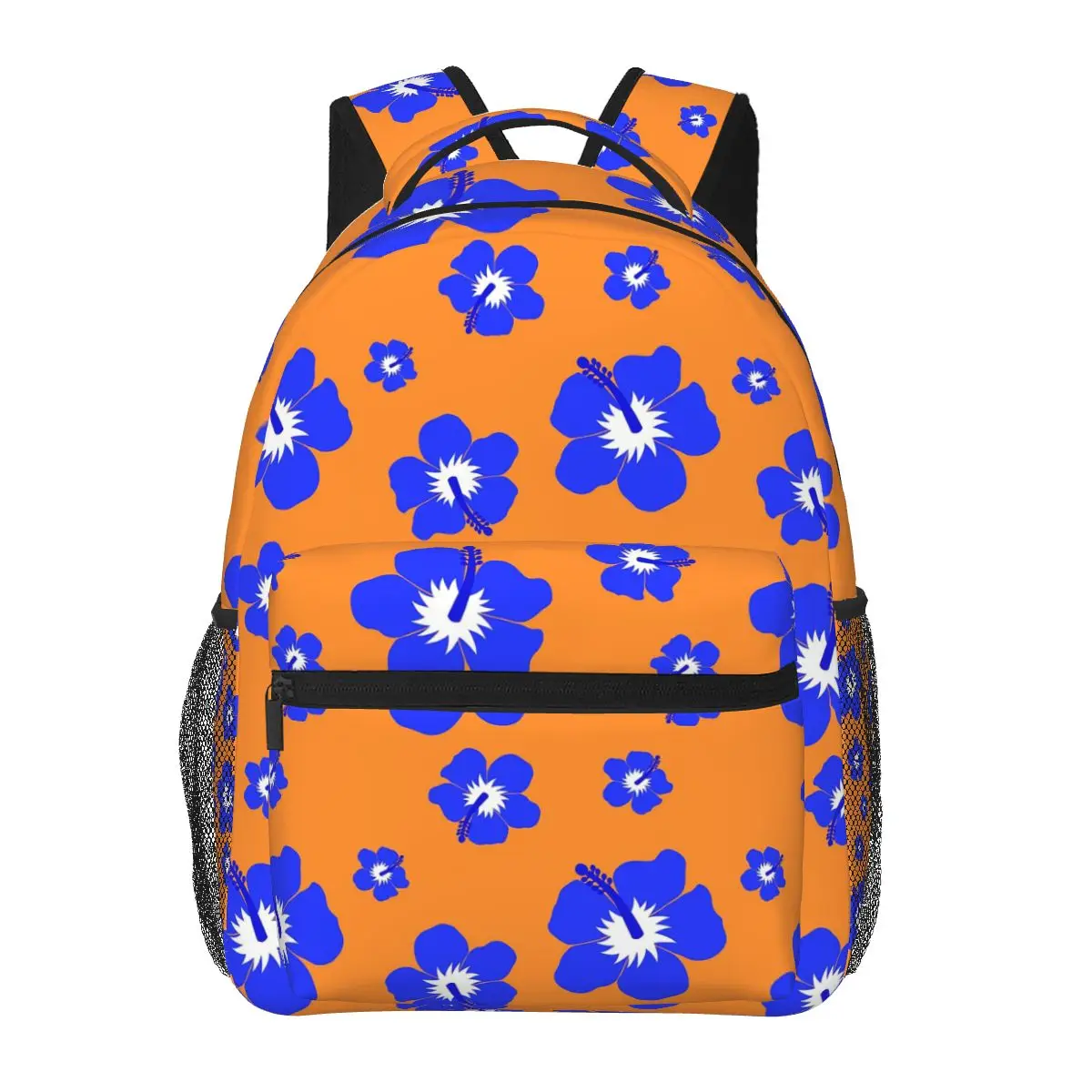 

Blue Hibiscus Pattern Backpack Hot Sale Daypack Large Capacity Boys Girls BookBag School Bag Shoulder Bags for Men Women