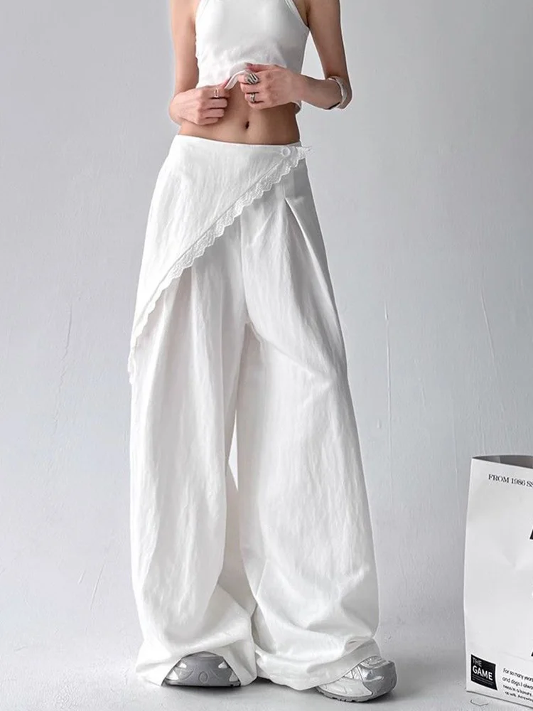 

Zoki High Waist Streetwear Loose Pant Women Vintage Loose Design Wide Leg Trousers Casual All Match Summer Bf Hip Hop Pants New